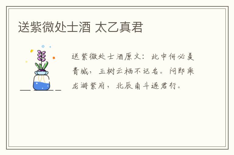 送紫微处士酒 太乙真君