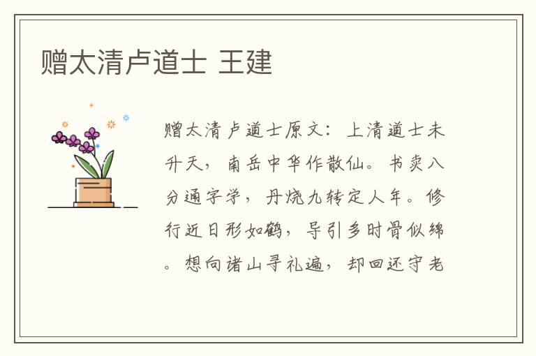 赠太清卢道士 王建