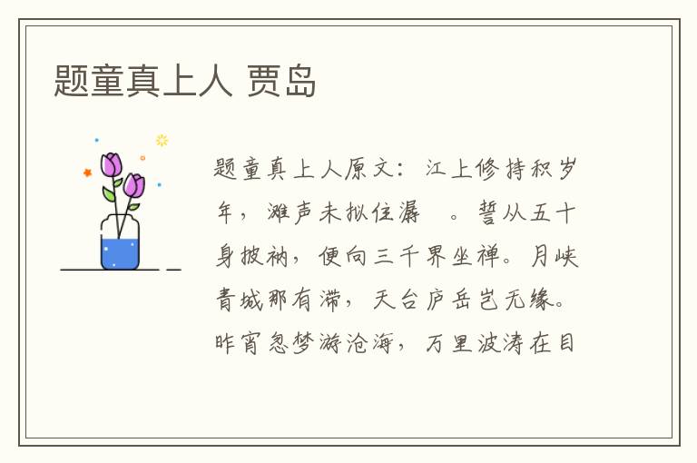 题童真上人 贾岛