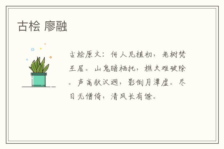 古桧 廖融