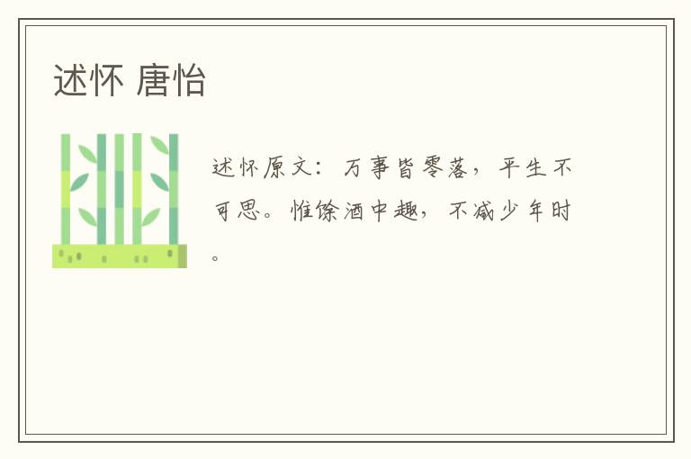 述怀 唐怡