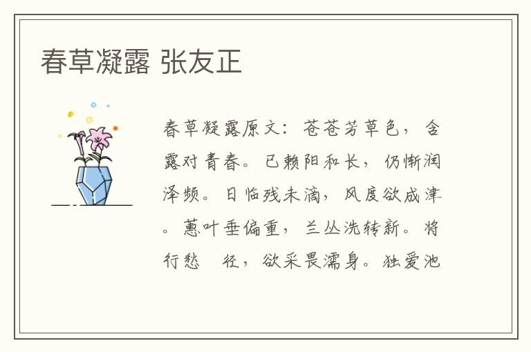 春草凝露 张友正