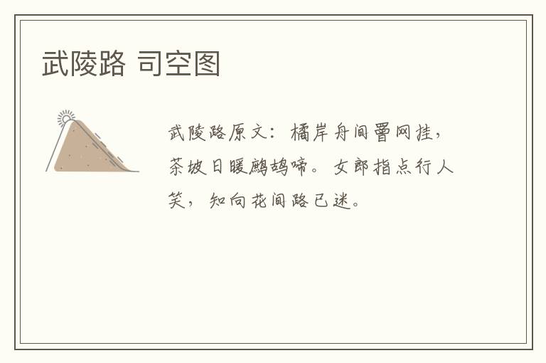 武陵路 司空图