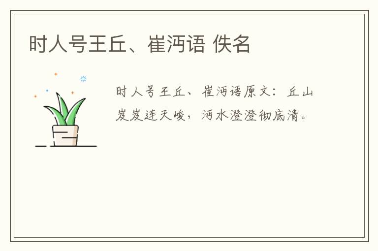 时人号王丘、崔沔语 佚名