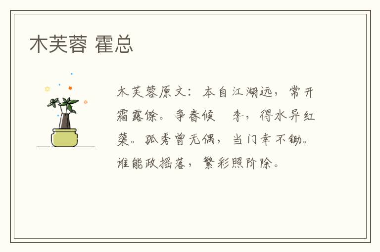 木芙蓉 霍总