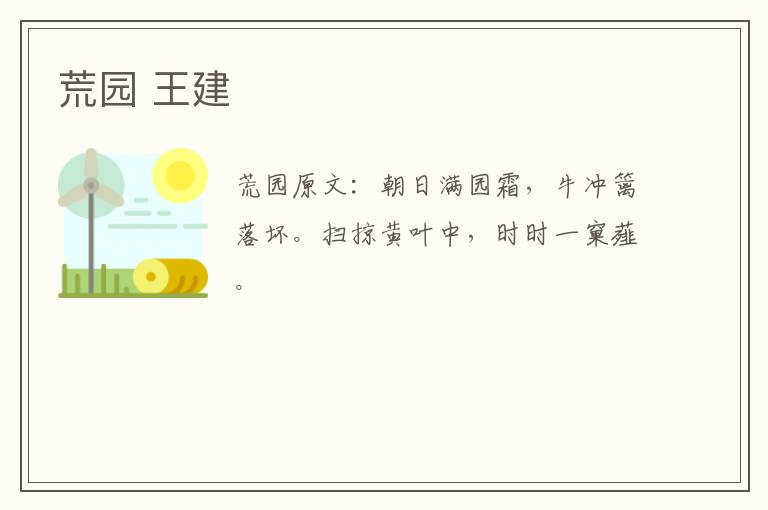 荒园 王建