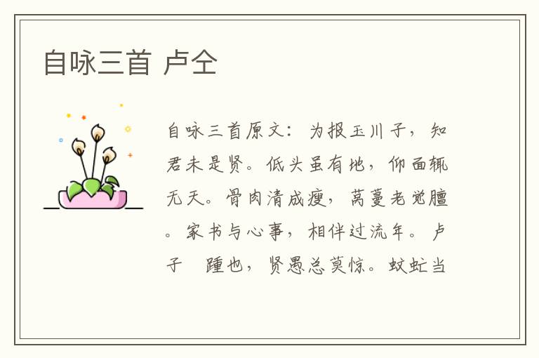 自咏三首 卢仝
