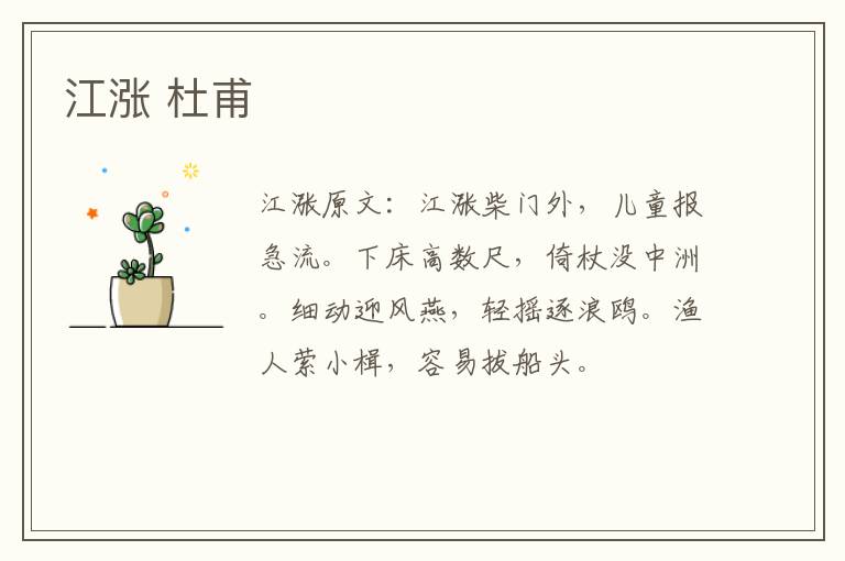 江涨 杜甫