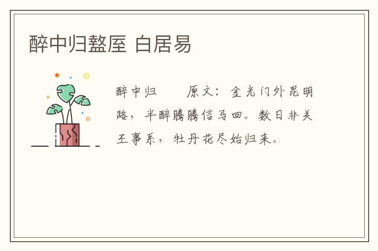 醉中归盩厔 白居易