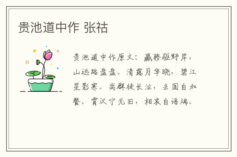 贵池道中作 张祜