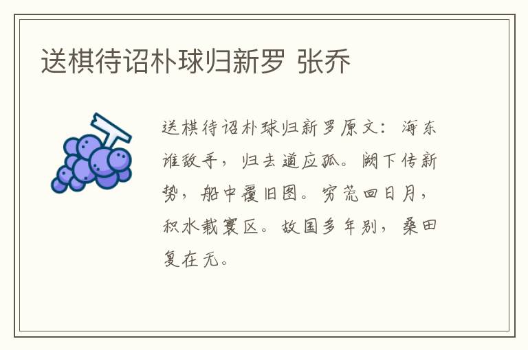 送棋待诏朴球归新罗 张乔