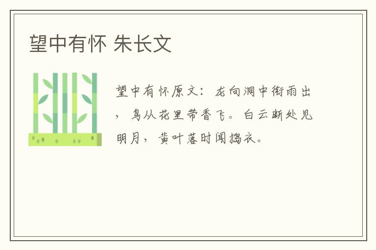 望中有怀 朱长文