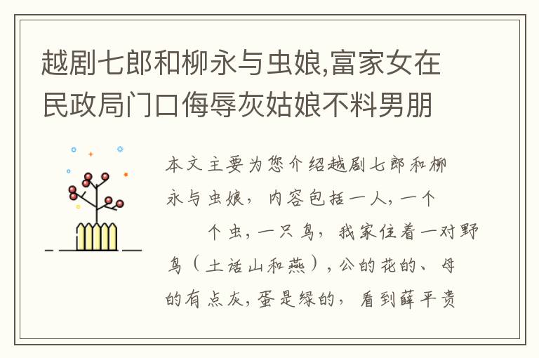 越剧七郎和柳永与虫娘,富家女在民