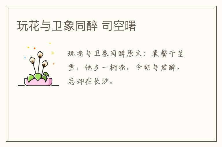 玩花与卫象同醉 司空曙