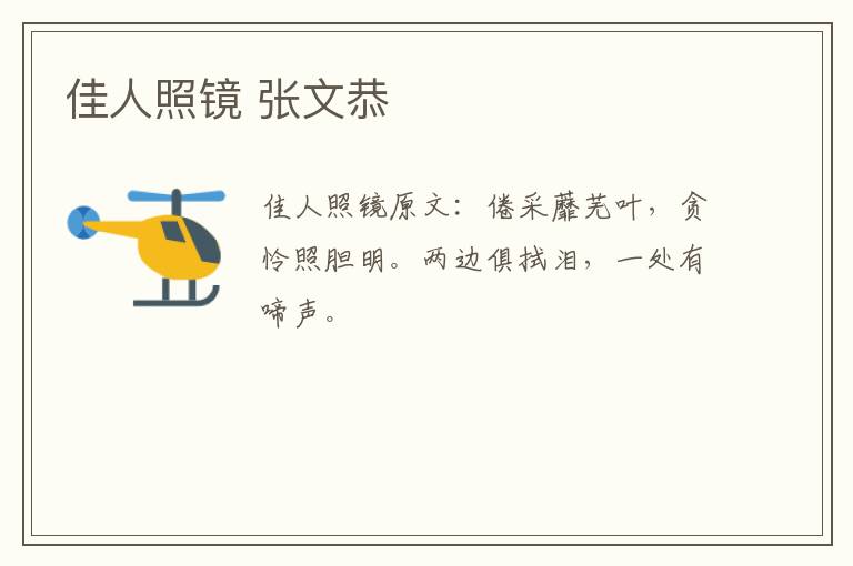 佳人照镜 张文恭