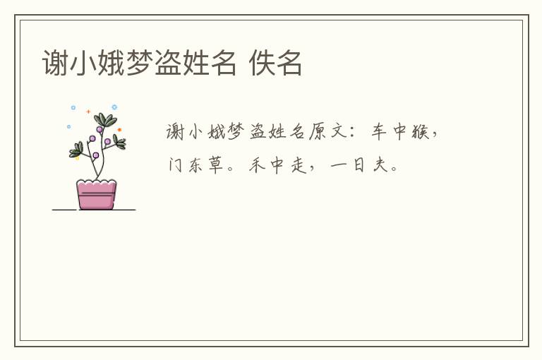 谢小娥梦盗姓名 佚名