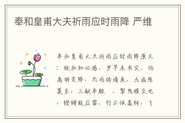 奉和皇甫大夫祈雨应时雨降 严维