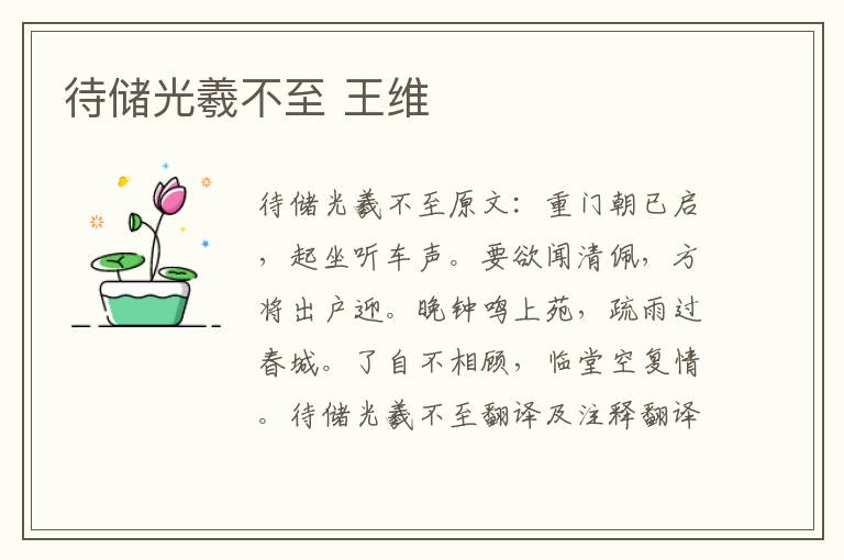 待储光羲不至 王维