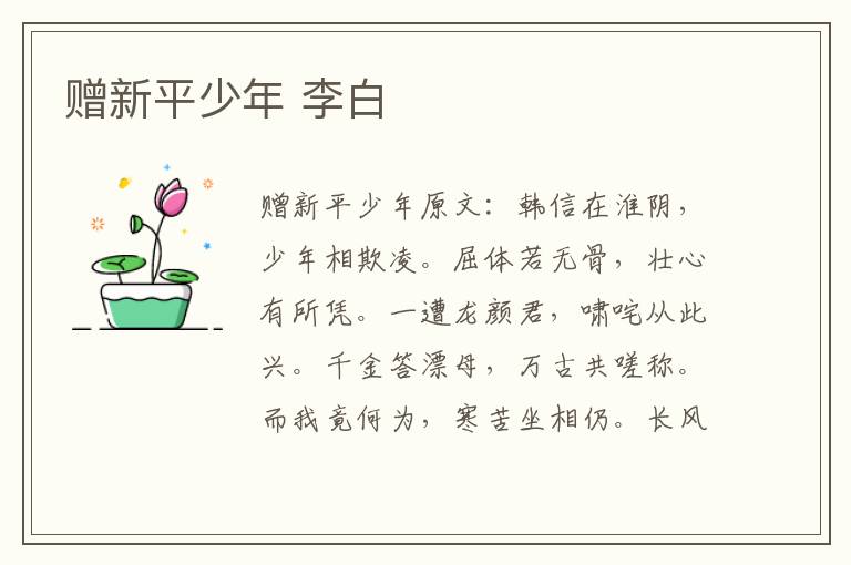 赠新平少年 李白