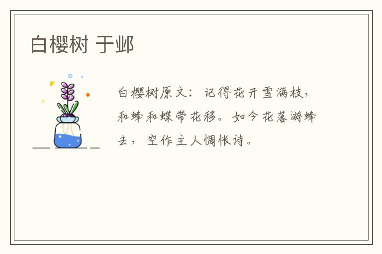 白樱树 于邺