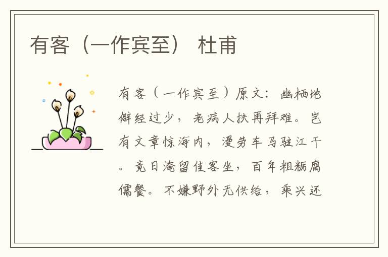 有客（一作宾至） 杜甫