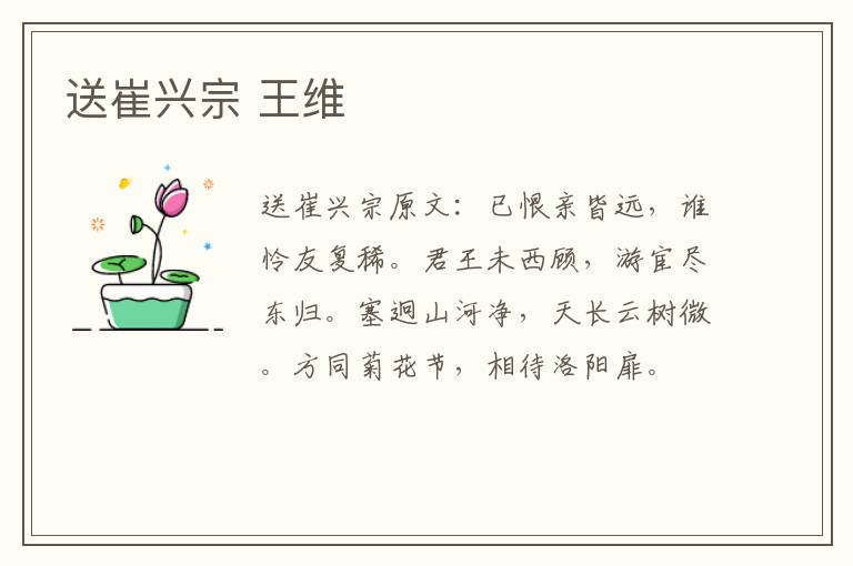 送崔兴宗 王维