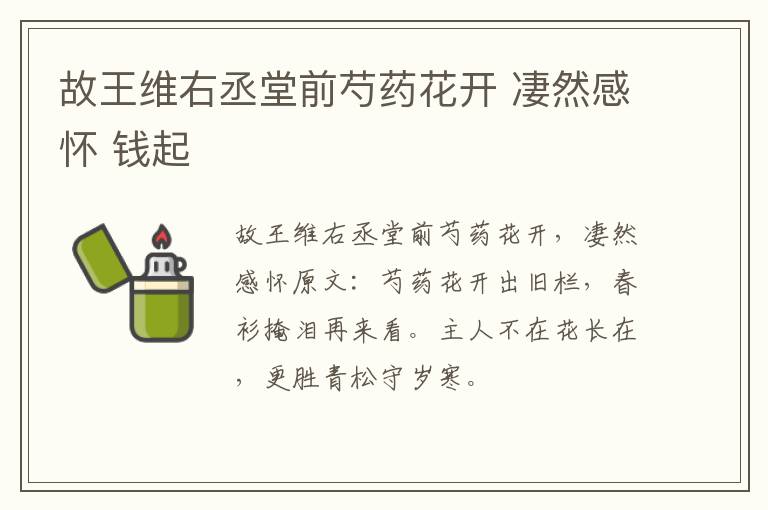 故王维右丞堂前芍药花开 凄然感怀 钱起
