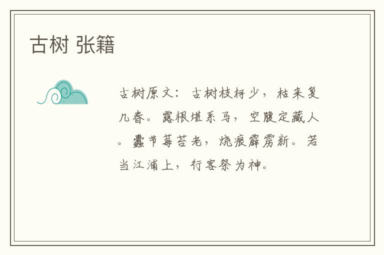 古树 张籍