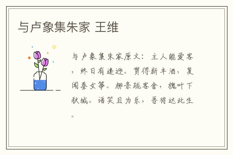 与卢象集朱家 王维