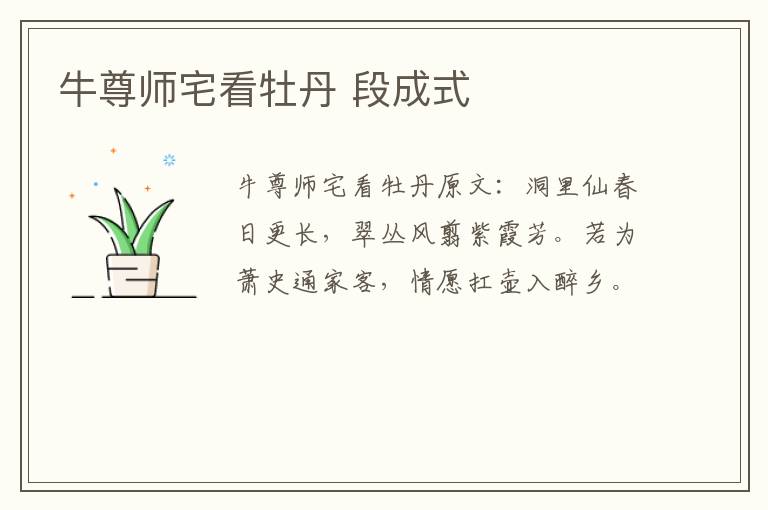 牛尊师宅看牡丹 段成式
