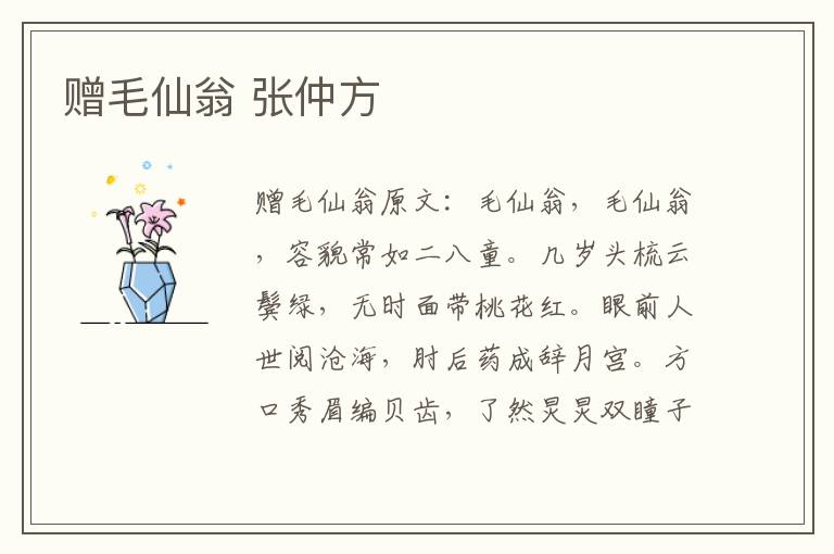 赠毛仙翁 张仲方