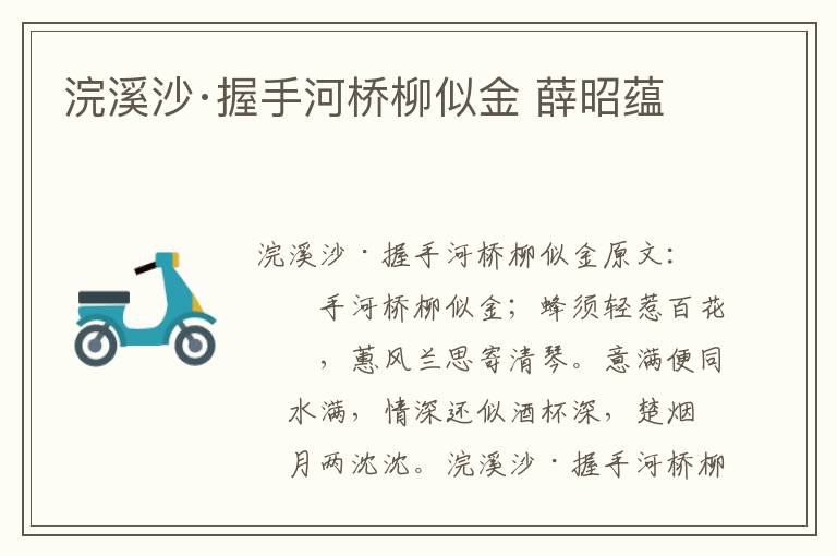 浣溪沙·握手河桥柳似金 薛昭蕴