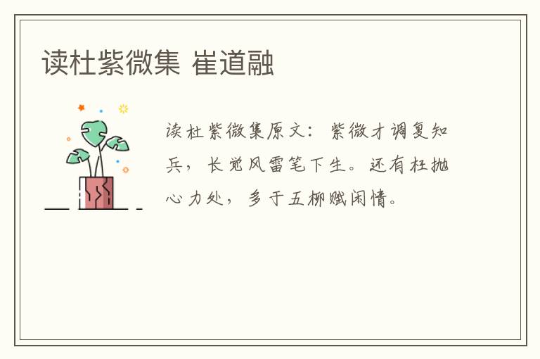 读杜紫微集 崔道融