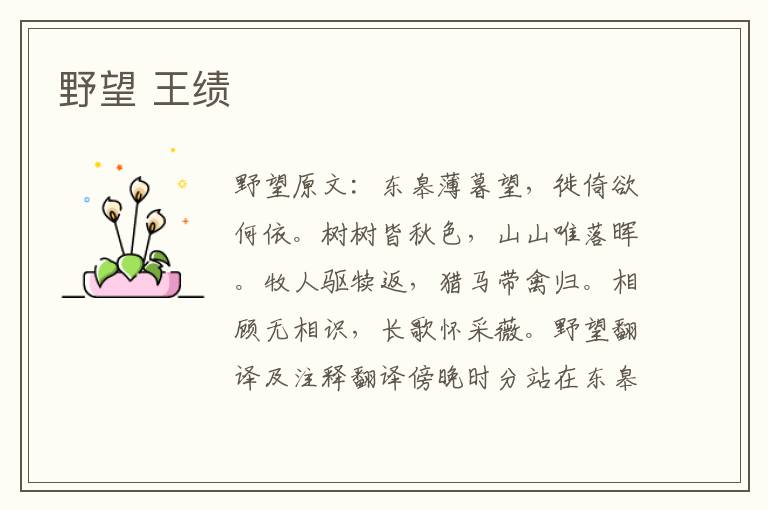 野望 王绩