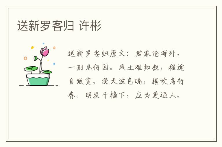 送新罗客归 许彬