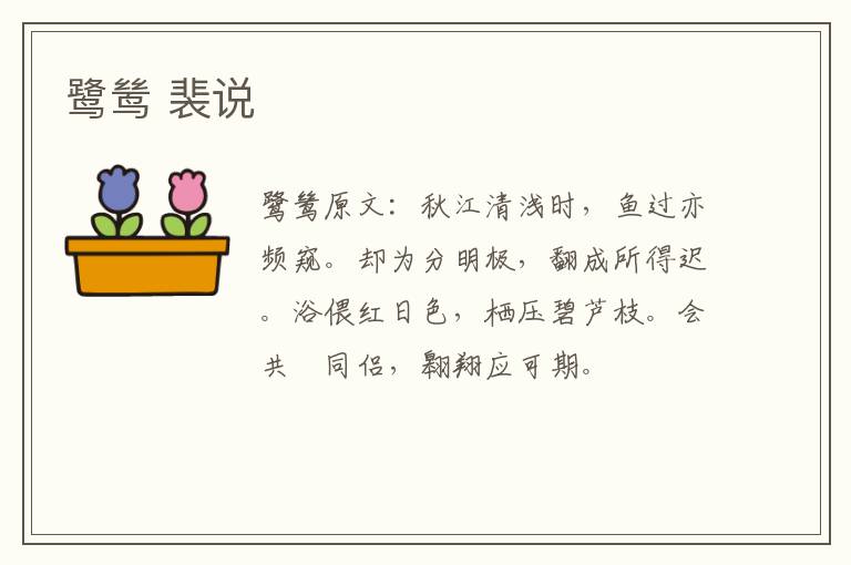 鹭鸶 裴说