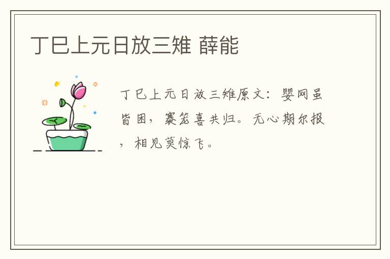 丁巳上元日放三雉 薛能
