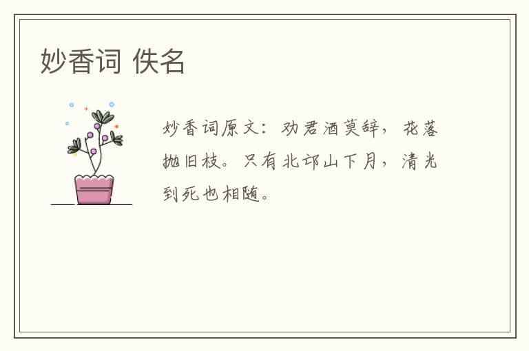 妙香词 佚名