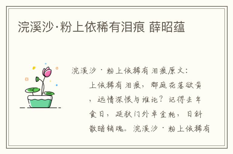 浣溪沙·粉上依稀有泪痕 薛昭蕴