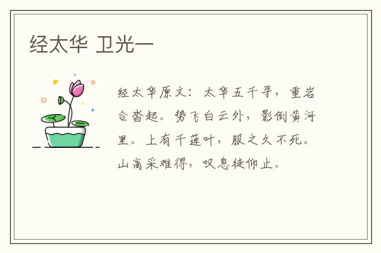 经太华 卫光一