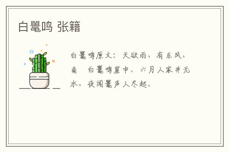 白鼍鸣 张籍
