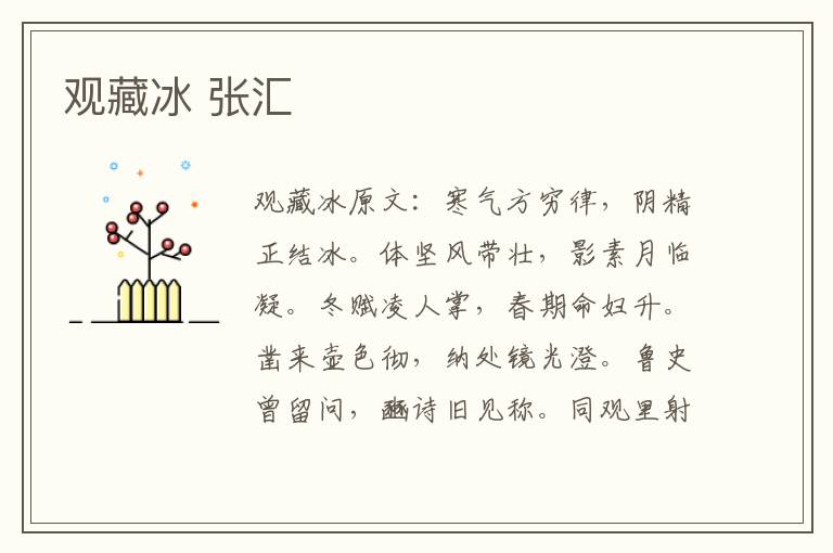 观藏冰 张汇