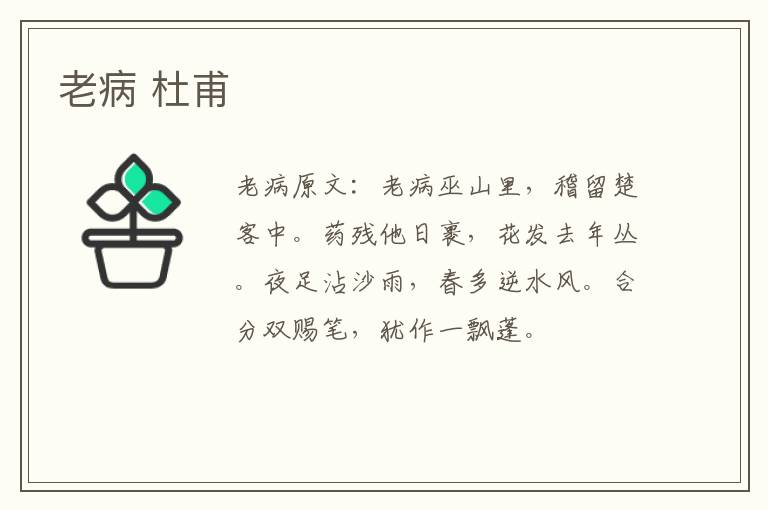 老病 杜甫