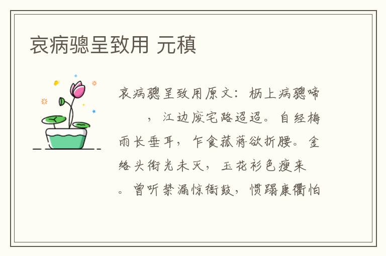 哀病骢呈致用 元稹