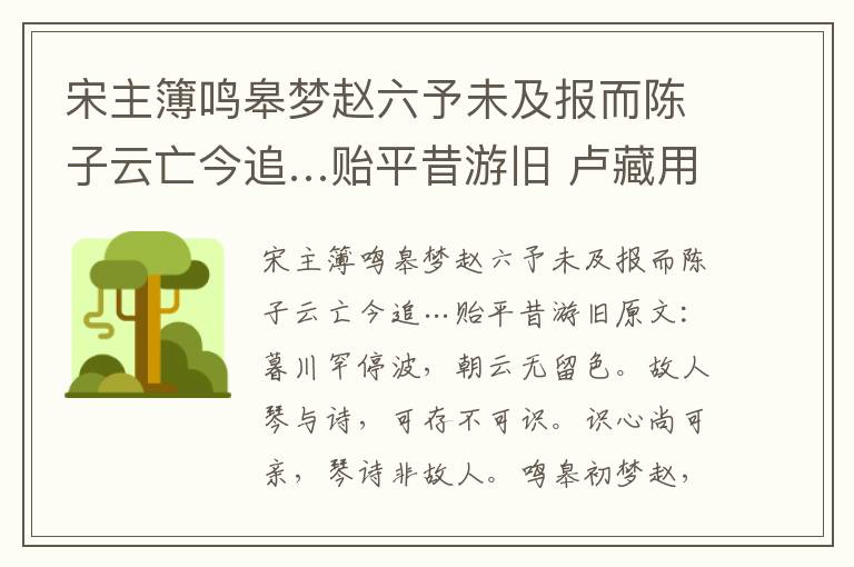 宋主簿鸣皋梦赵六予未及报而陈子云亡今追…贻平昔游旧 卢藏用