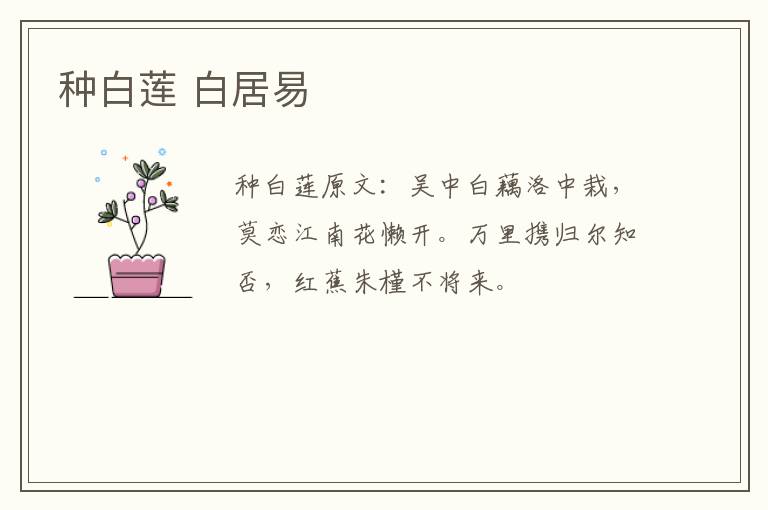 种白莲 白居易
