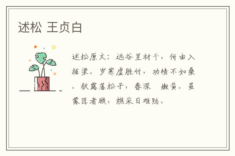述松 王贞白