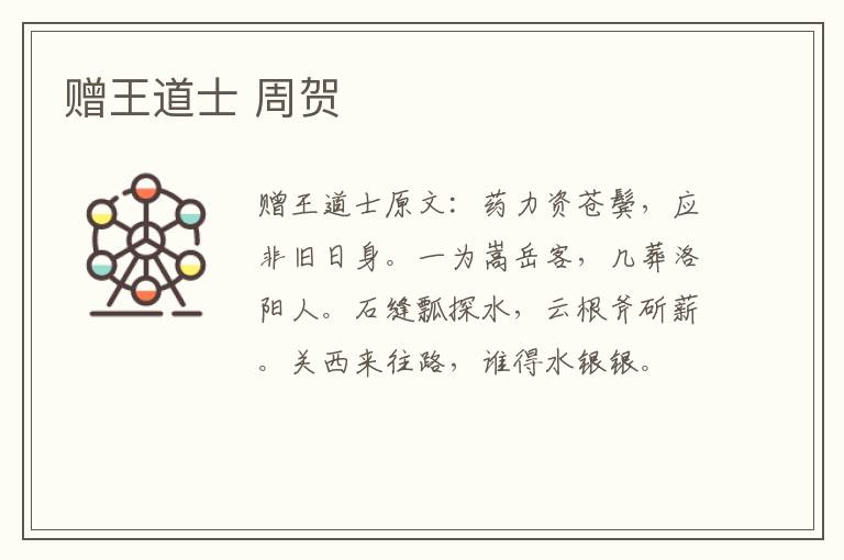 赠王道士 周贺