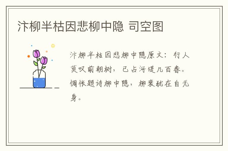 汴柳半枯因悲柳中隐 司空图