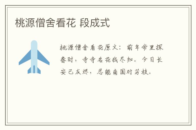 桃源僧舍看花 段成式
